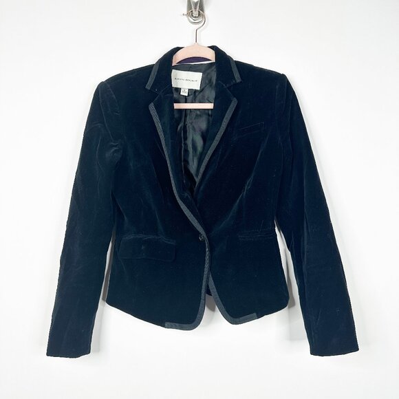 2/$30 Banana Republic Velvet Tuxedo Blazer Suit Jacket Black 4 #BAG8 - Picture 3 of 8